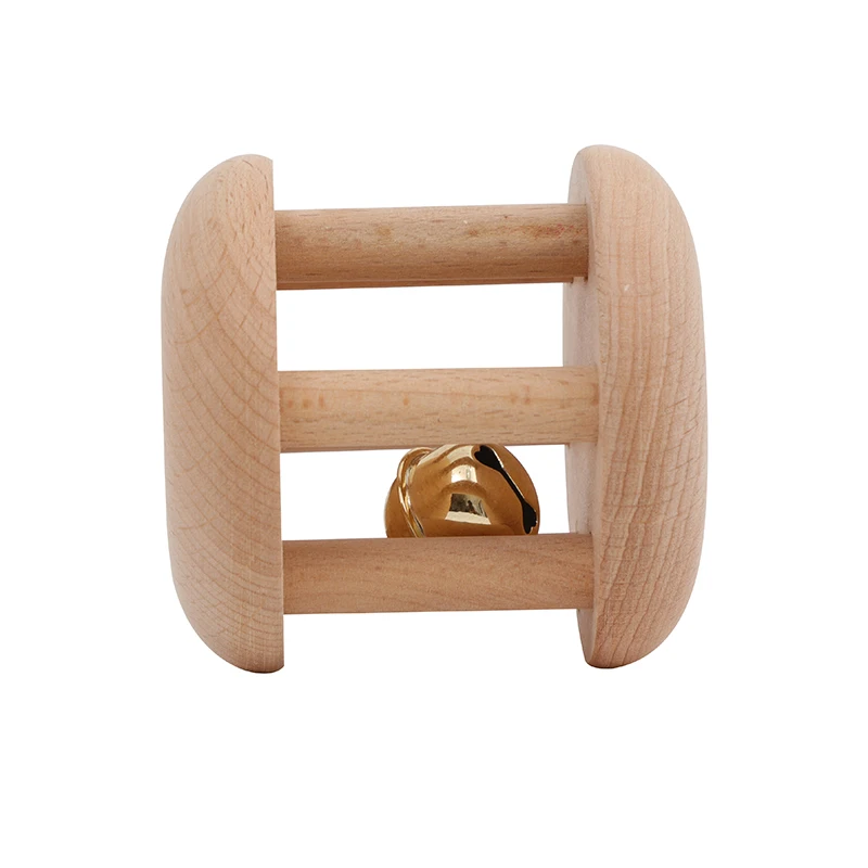 Infant Toys Wooden Rattles Drum Educational Toys Round Bell 24 Months Toys