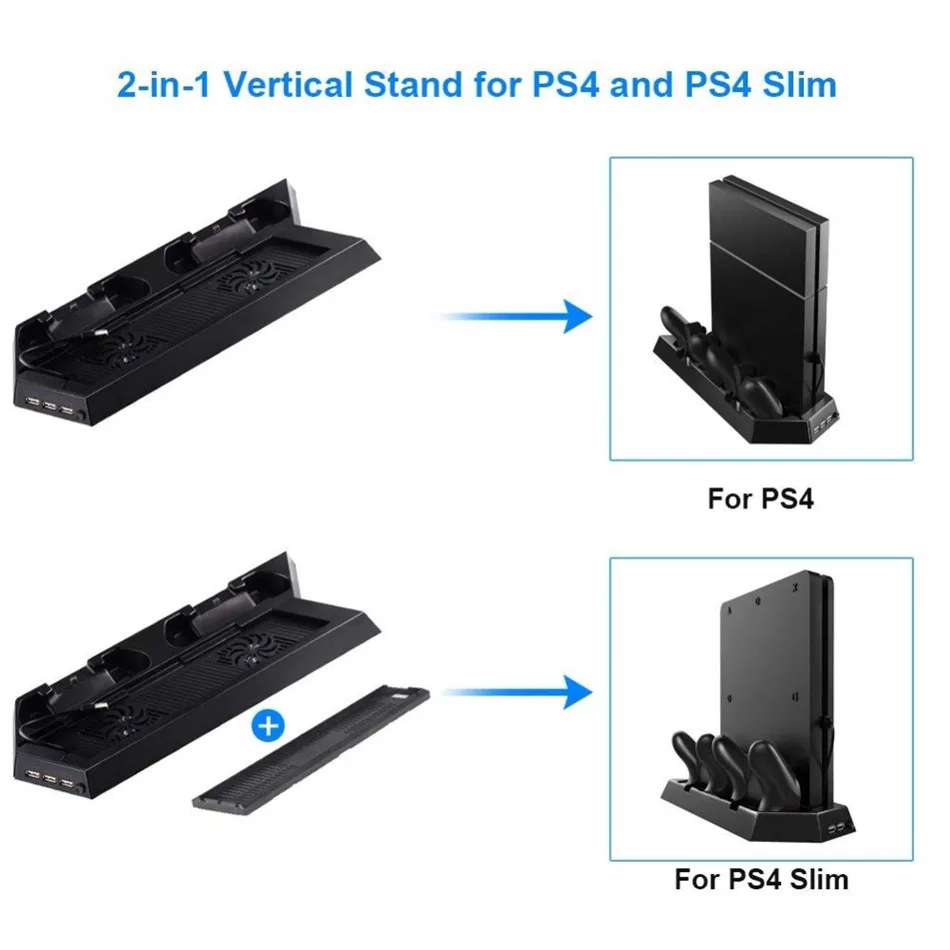 Для PS4/PS4 тонкий вертикальный охлаждающий вентилятор с двумя портами USB для зарядного устройства 2 в 1 двойное использование с охлаждением для playstation 4 управление