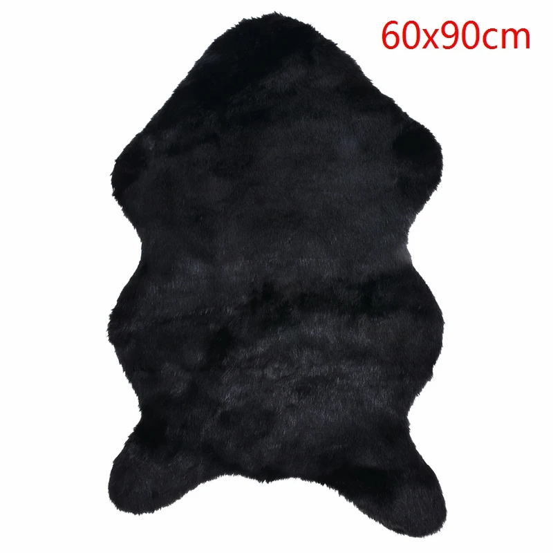 60x90cm black Мех искусственный овчина ковер моющееся сиденье коврик пушистые ковры шерсть мягкие теплые ковры для гостиной - Цвет: 60x90cm black
