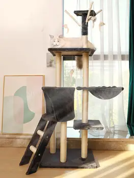 

Cat climbing frame cat nest cat tree Tongtianzhu one grab board cat climbing frame climbing column cat villa large wooden cat su