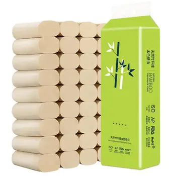 

16 Rolls Natural Bamboo Pulp Roll Paper Toilet Paper 4 Layer Thickened Strong GXMC