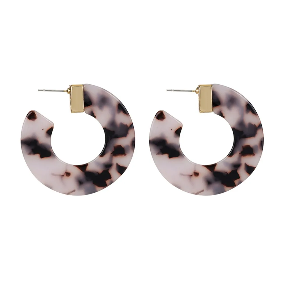 Bohemian Charm Earrings Acrylic Resin Tortoise Shell Color Hoop Earrings For Women Statement Geometric Big Earring Jewelry Gift