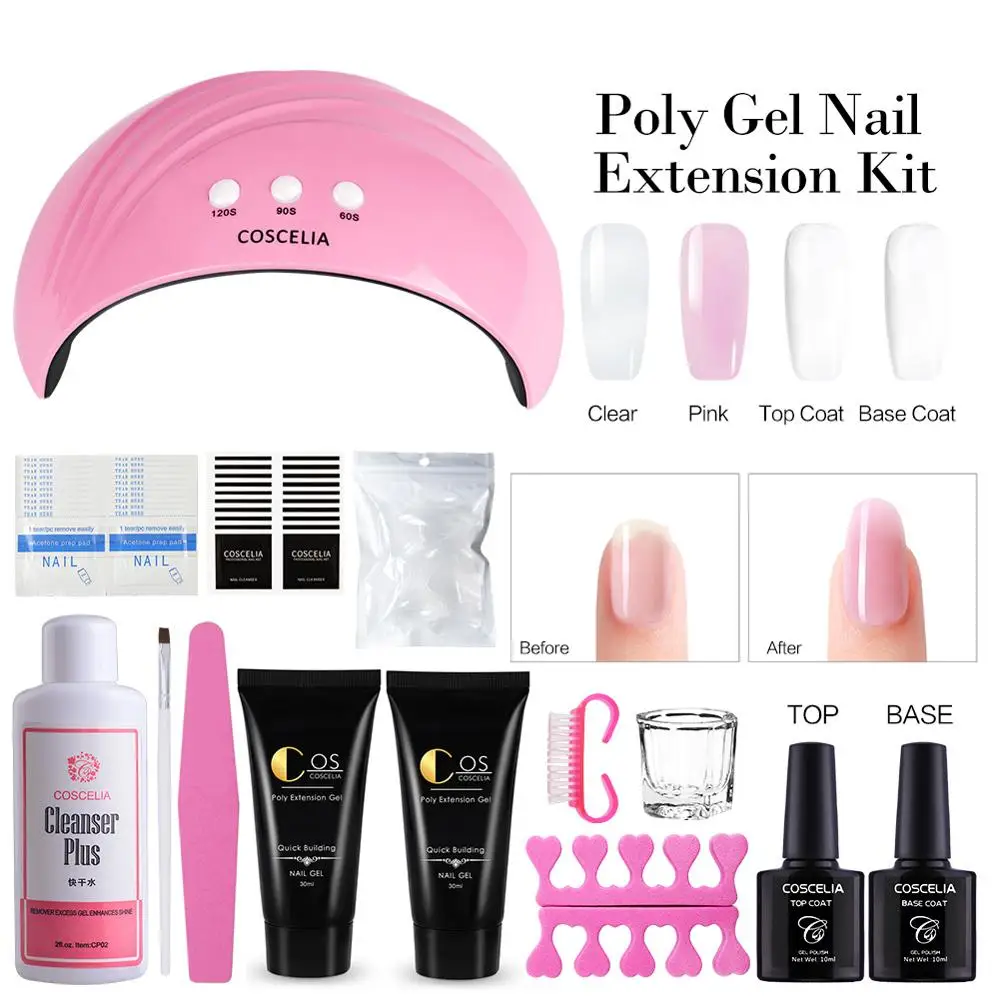 30 мл поли гель набор маникюрный Базовое покрытие топовое для ногтей советы 24 Вт