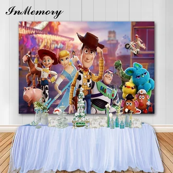 

InMemory Photography Backdrops Cartoon Toy Story Candy Backdrop Photo Studio Banner Customize Children Party Decor Photocall