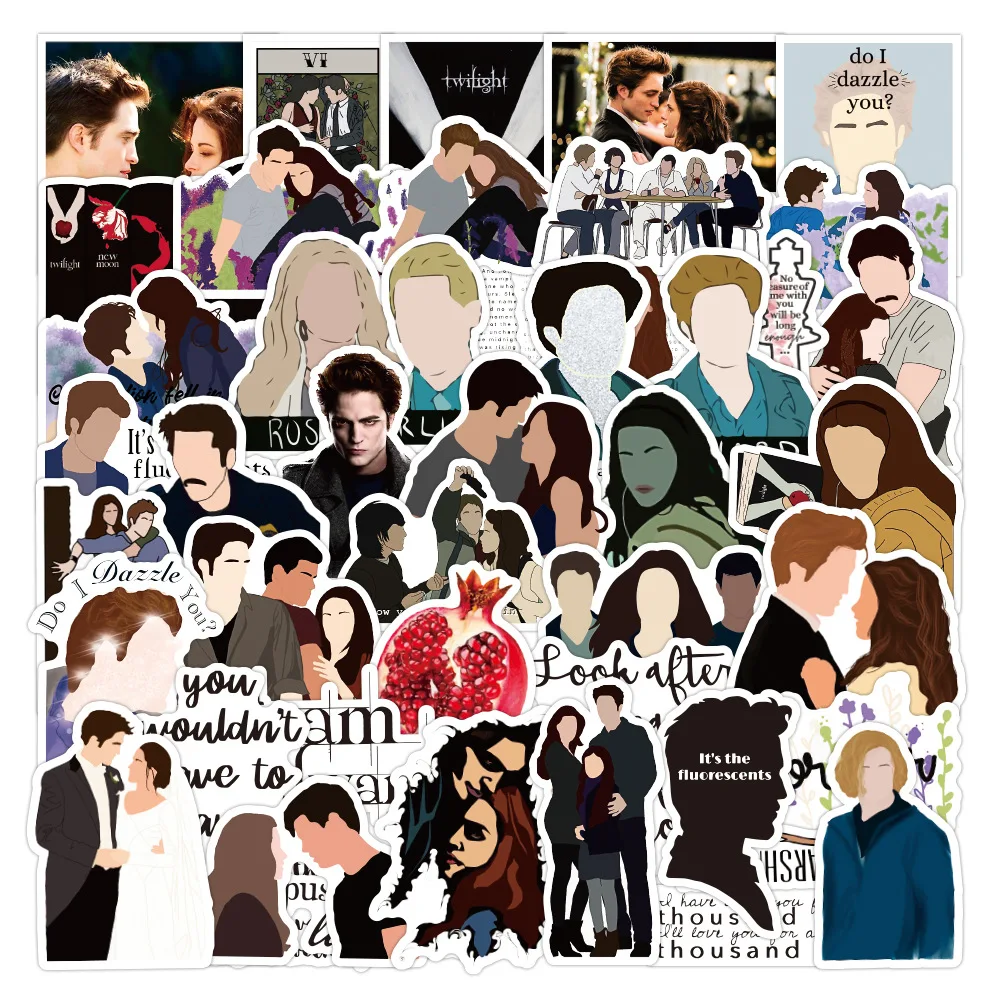 

50pcs Classic Movie The Twilight Saga Cartoon Waterproof Stickers DIY Notebook Fridge Cup Laptop Luggage Stationery Sticker Toy