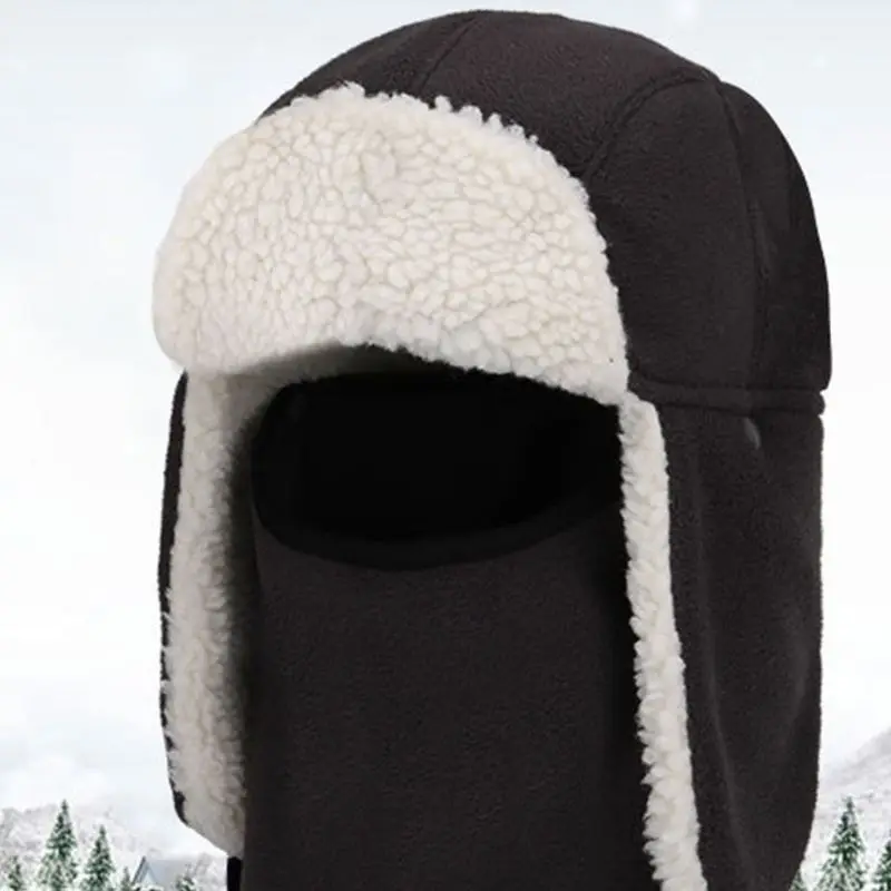 Multifunction Double Thick Solid Color Trapper Hat Winter Cap Ski Warm Fur Earmuffs Plus Velvet Windproof