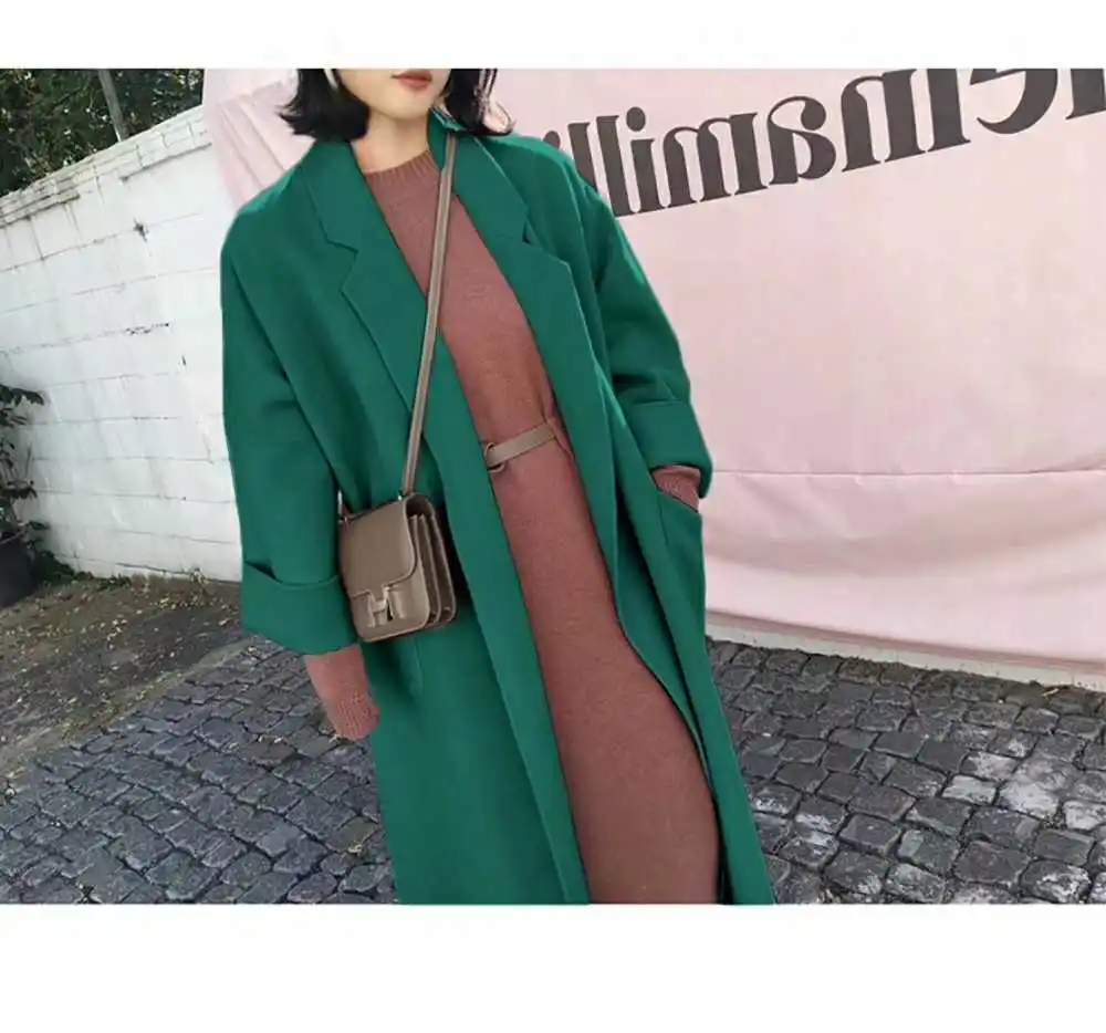 Свободное XS-2XL, верхняя одежда, пальто, воротник, длинный рукав, шерстяное пальто, женская мода, двойной кашемир, шерстяное пальто