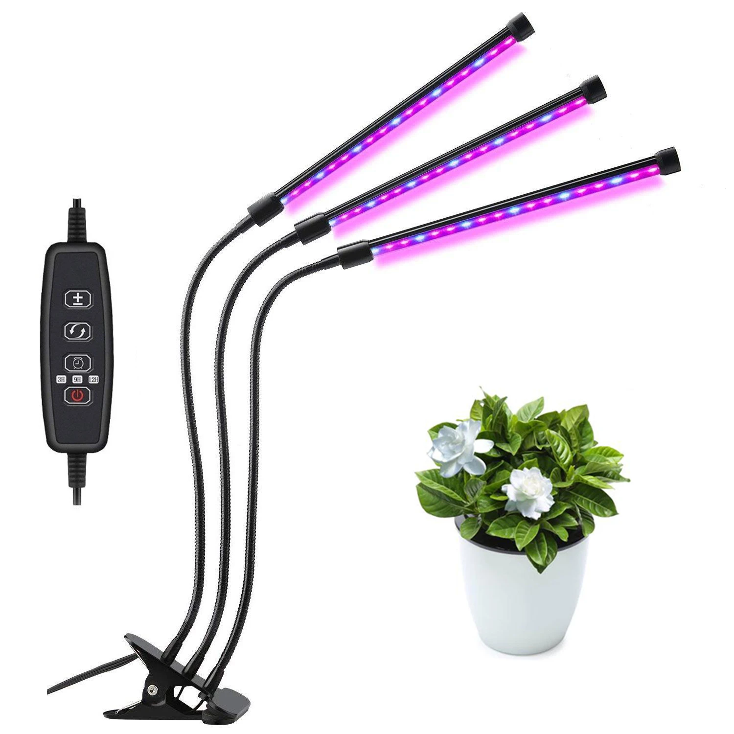 Светодиодный светильник для выращивания растений 18 Вт, 27 Вт, 36 Вт, фито-лампа с таймером для 9 растений с регулируемой яркостью, полный спектр, растительный светильник s для комнатных саженцев - Испускаемый цвет: 27W-54LED