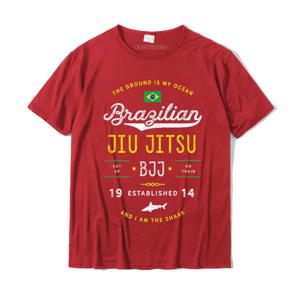 Printing T-Shirt Short Sleeve Comics Dominant Men's VALENTINE DAY Tops Shirts Comics Top T-shirts Crew Neck 100% Cotton Fabric Ocean Shark Jiu Jitsu Shirt for BJJ Jujitsu Gift__MZ14931 red