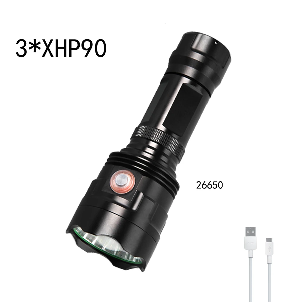 C 18000лм 3* XHP90 супер яркий светодиодный фонарик 3* xhp50 usb Перезаряжаемый 6 модель водонепроницаемый мощный фонарь с 26650 батареями - Испускаемый цвет: C