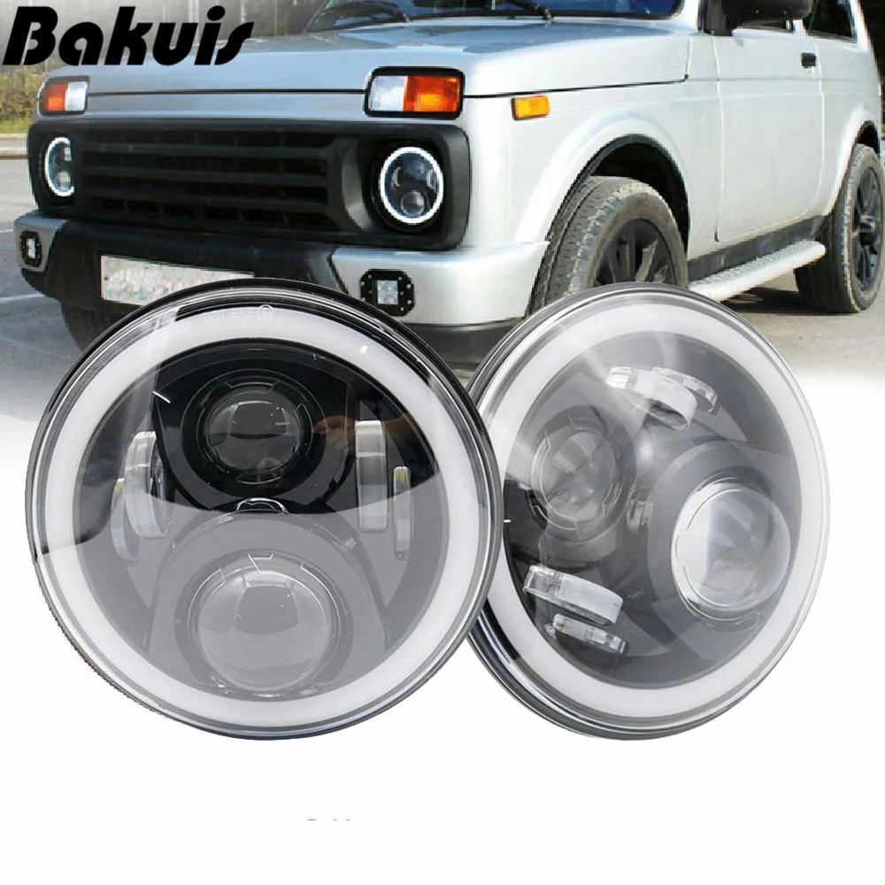 Preise 7Inch LED Scheinwerfer mit Halo Ring Bernstein Blinker Für lada niva 4x4 suzuki samurai 7\