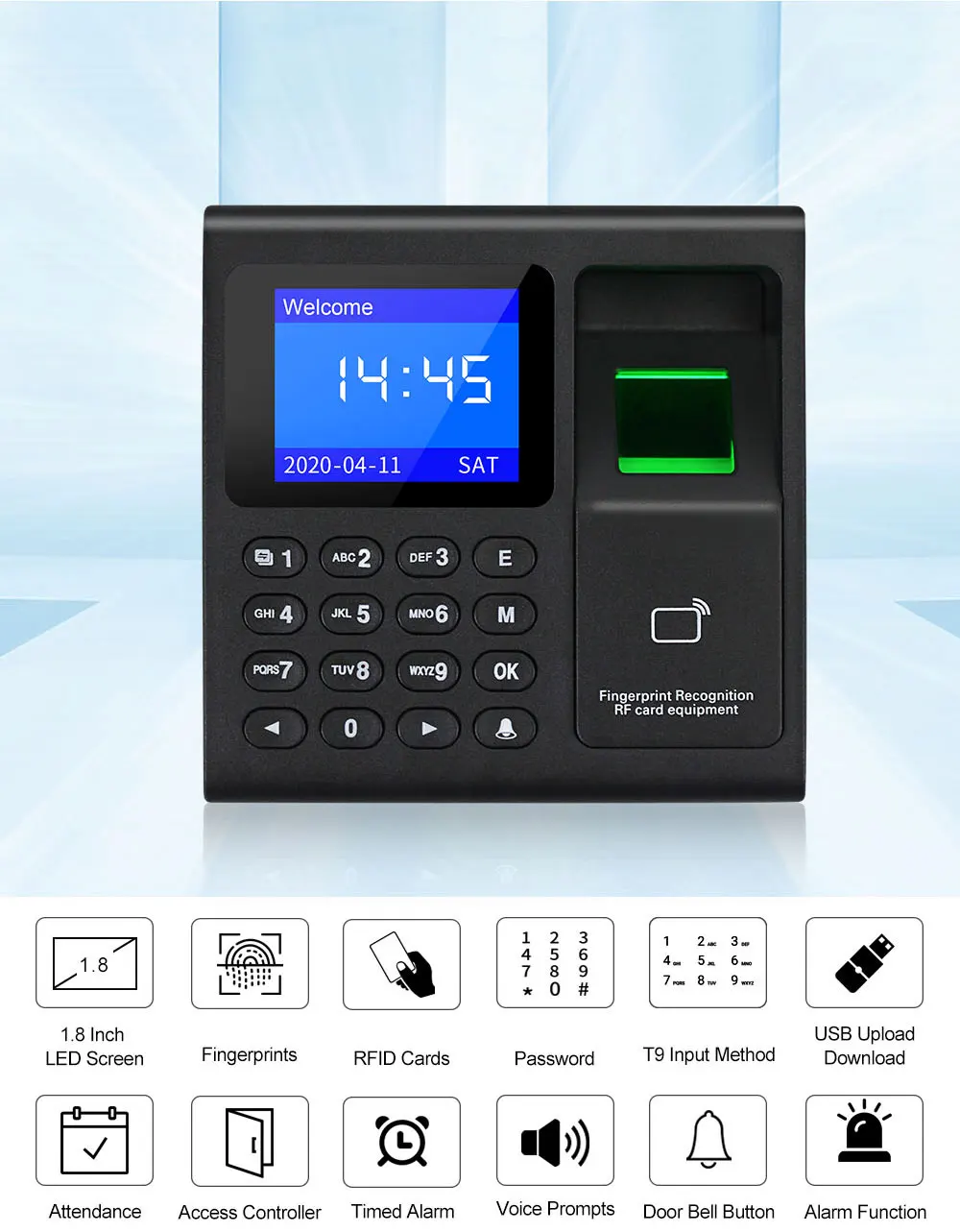 best smart door lock Biometric Fingerprint RFID Access Control Keypad System Electronic USB Time Clock Recorder Attendance Machine +10 Keyfobs Card digital door lock