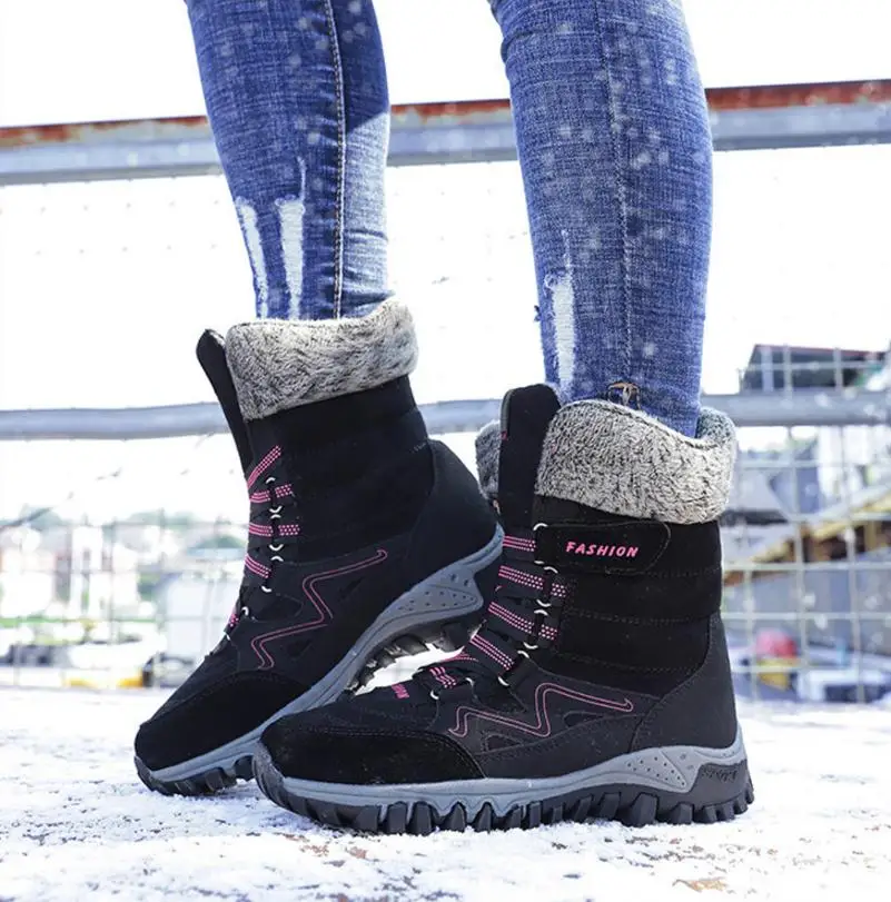 

Women Snow Boots Soft Flock Plus Size Ladies Warm Ankle Boots Anti-slip Winter Shoes Woman Casual Platform Botas Mujer SH09103