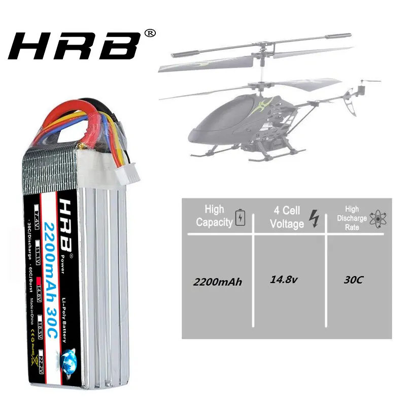 HRB lipo 4S 14,8 в 2200 мАч Lipo батарея 30C с xt60-t Deans T Разъем для RC автомобилей Вертолет Лодка Квадрокоптер танки дроны самолет