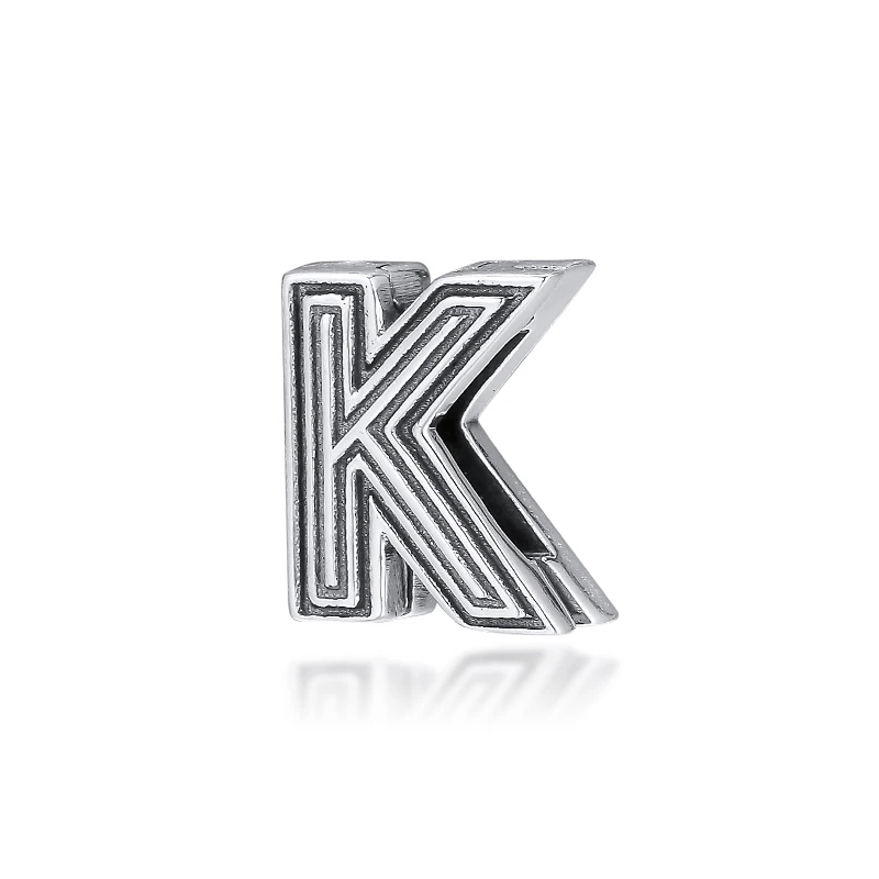 DIY Подходит для Pandora шармы браслеты письмо K клип бусины стерлингового серебра 925-ювелирные изделия