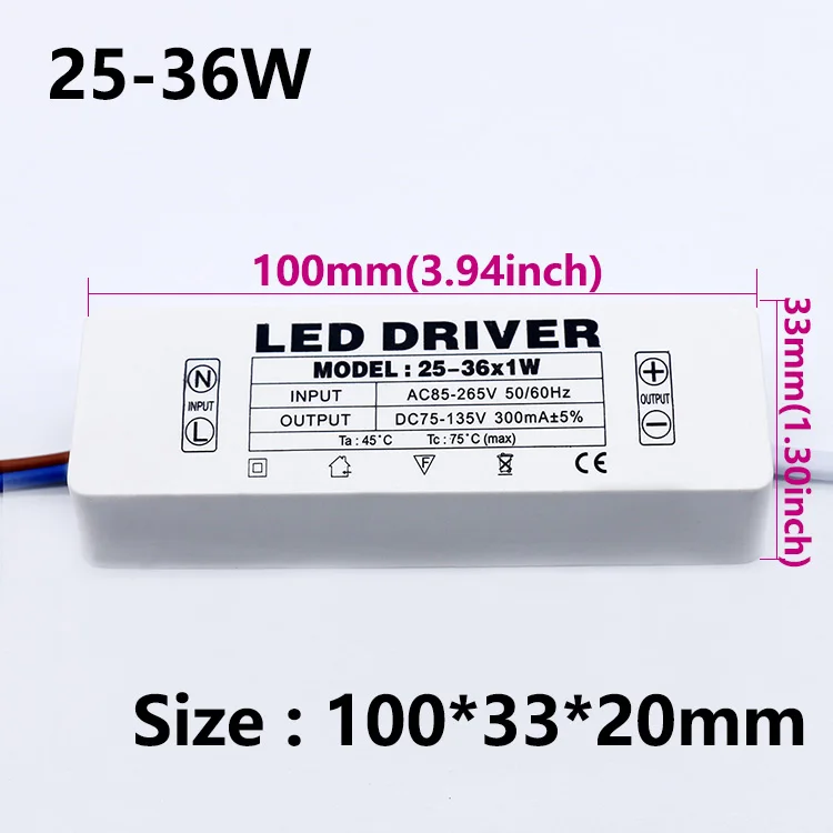 LED-Treiber 1-3W 3-5W 4-7W 8-12W 12-18W 18-25W 25-36W für LEDs, Netzteil AC85-265V, Beleuchtungstransformator-Zubehör, Weiß – Detail 2