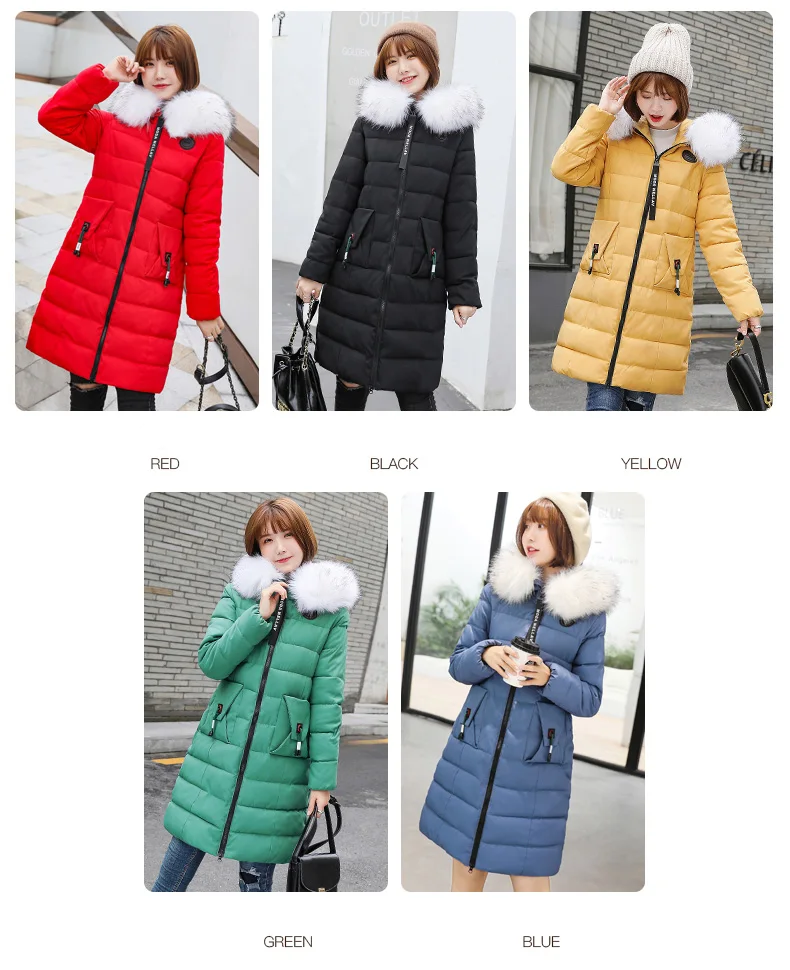 Women Winter Jacket Arrival With Fur collar Hooded Long Coat Cotton Padded Warm Parka plus size 7XL Womens Parkas