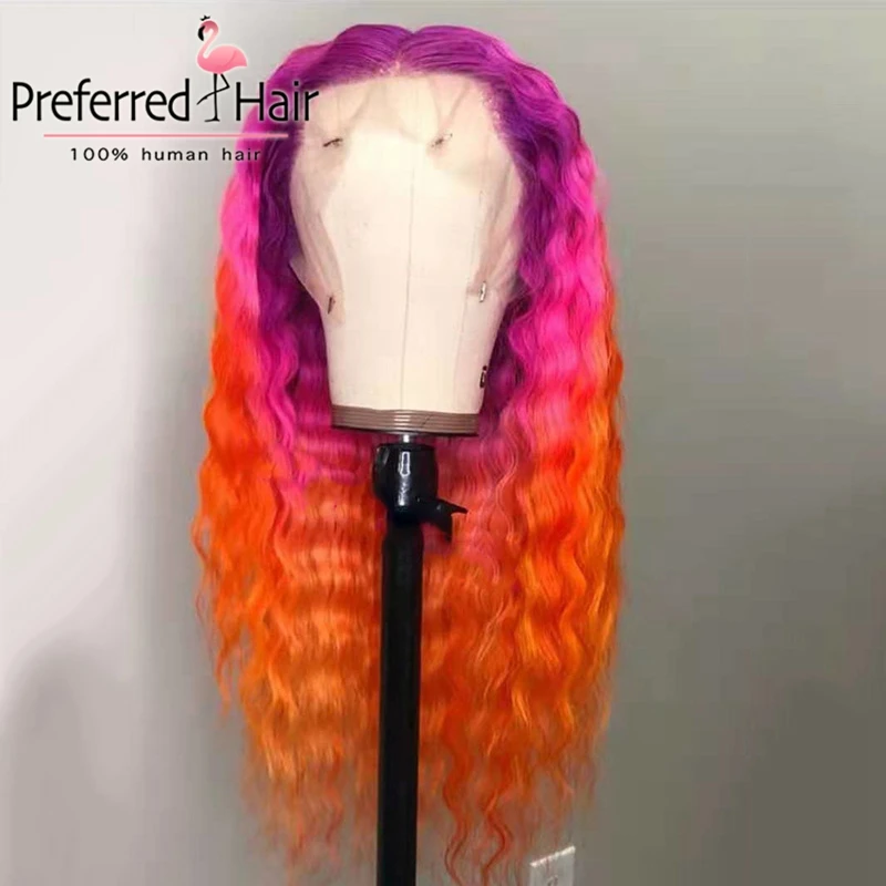 Preferred13x4 Remy Омбре кружевной передний парик предварительно выщипанный желтый волнистый парик бразильские кружевные передние человеческие волосы парики для черных женщин