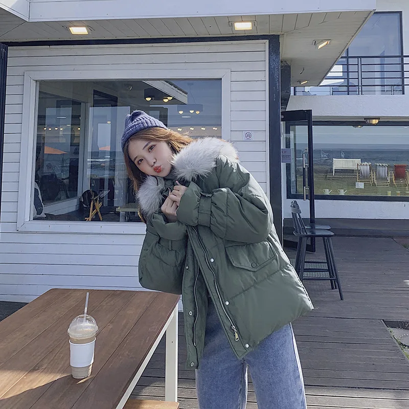

Cotton-padded Clothes Women's Short 2019 Winter New Style Korean-style Hooded Cotton Jacket Women's Loose-Fit down Jacket Cotton