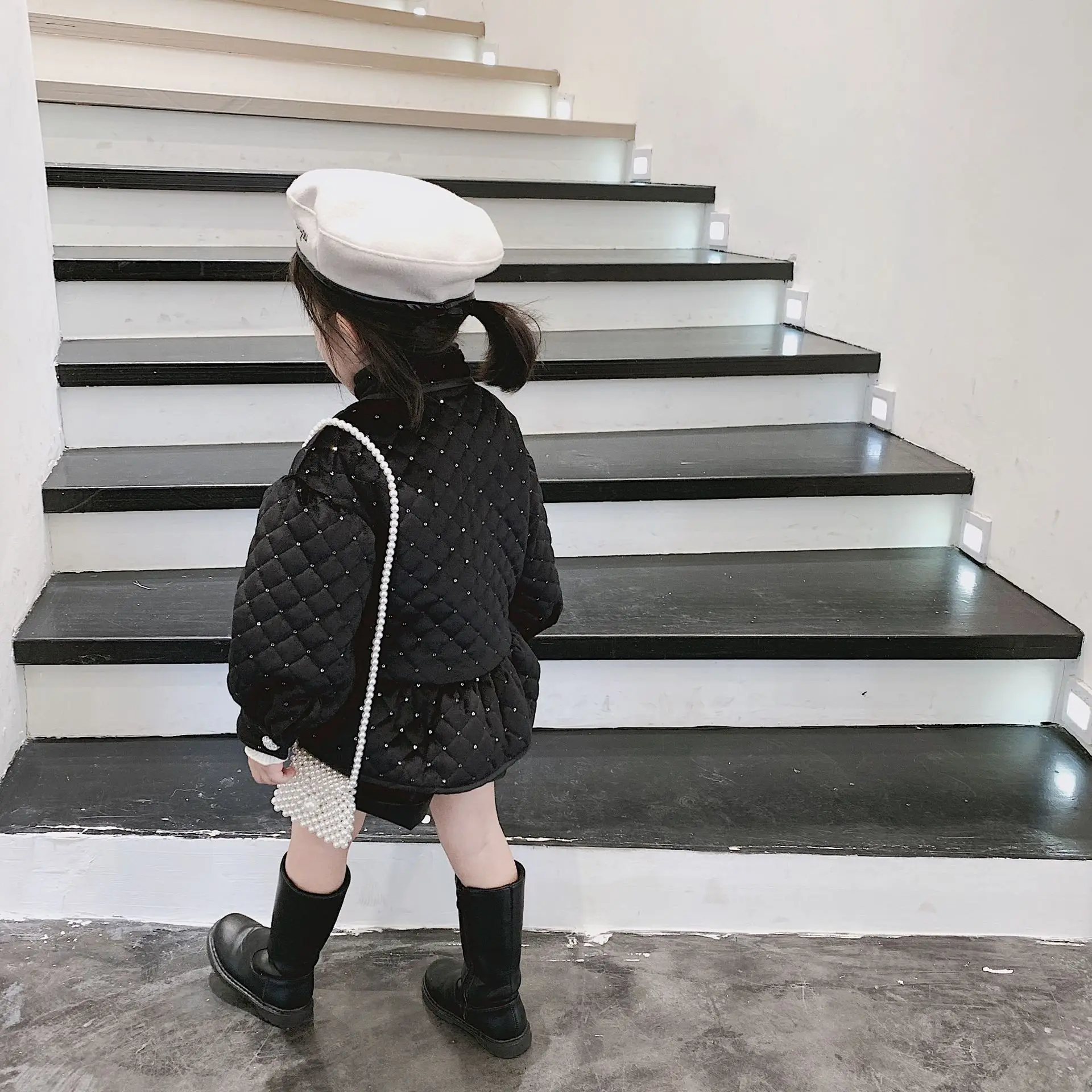 Осень, Новое поступление, модное хлопковое Стеганое пальто для девочек, детские теплые куртки
