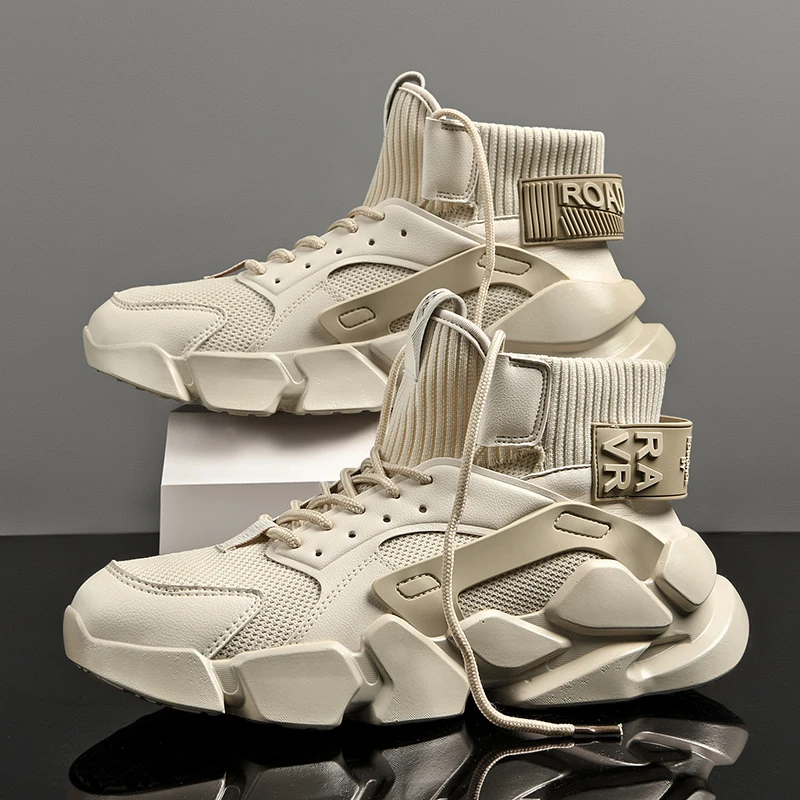 Closeout Zapatillas de deporte gruesas de alta calidad para hombre, zapatos informales a la moda, de talla grande, tenis con amortiguación, color blanco, novedad de otoño 2020 Lnwy3BrWowz