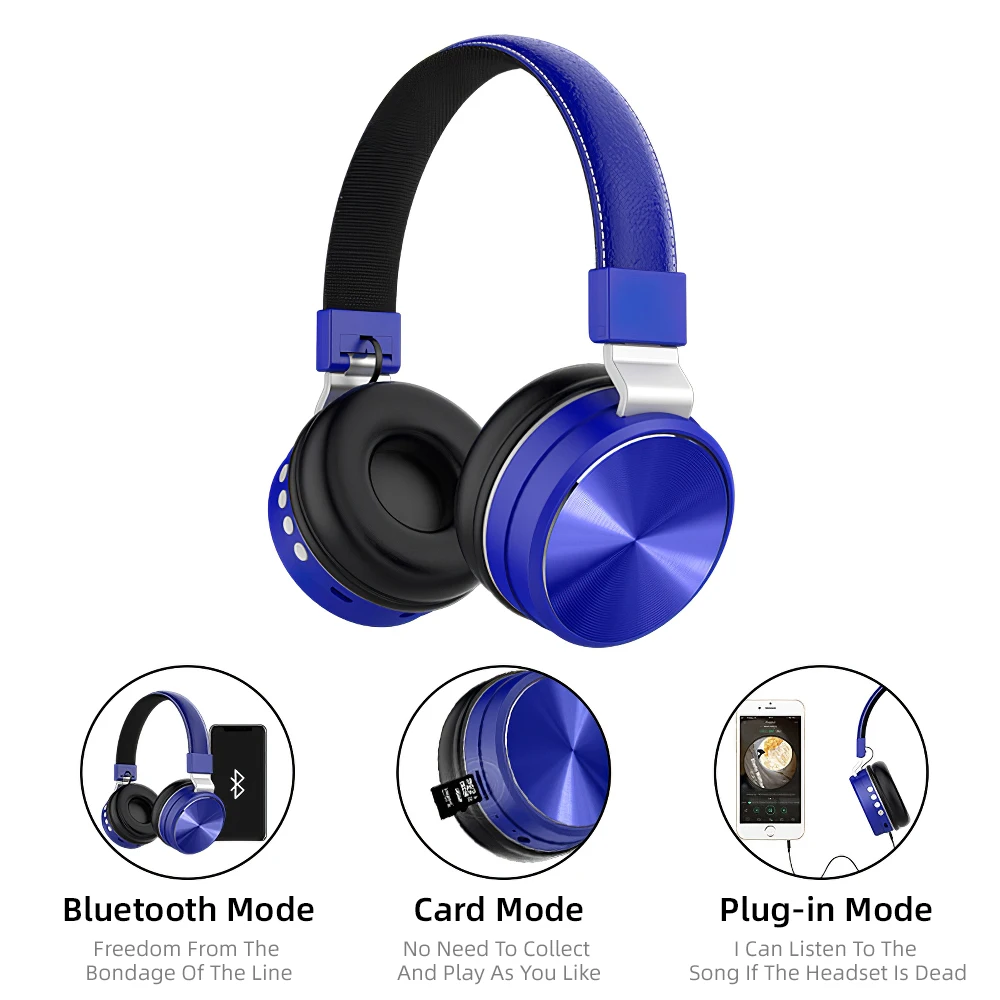 Support TF Card Wireless Bluetooth Headphone Headset Sports Music HD Stereo Fold Telescopic For iPhone Xiaomi Universal Portable
