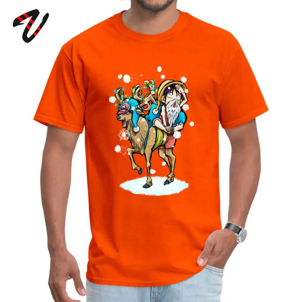 Одна деталь Футболка мужская аниме футболка Тони Чоппер Рождество Луффи забавная футболка Заказная компания топы тройники Рождественский подарок - Цвет: Orange