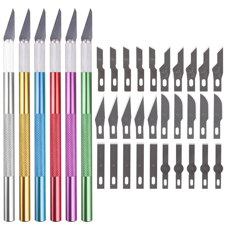 

Blade Metal Handle Scalpel Knife Wood Paper Cutter Craft Pen Engraving Cutting Supplies DIY Stationery Utility Knife