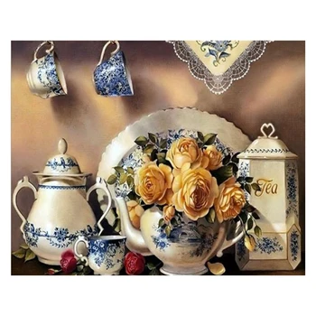 

Full Round Drill DIY Diamond Painting Kitchen Rose Flower Embroidery Cross Stitch Home Decor