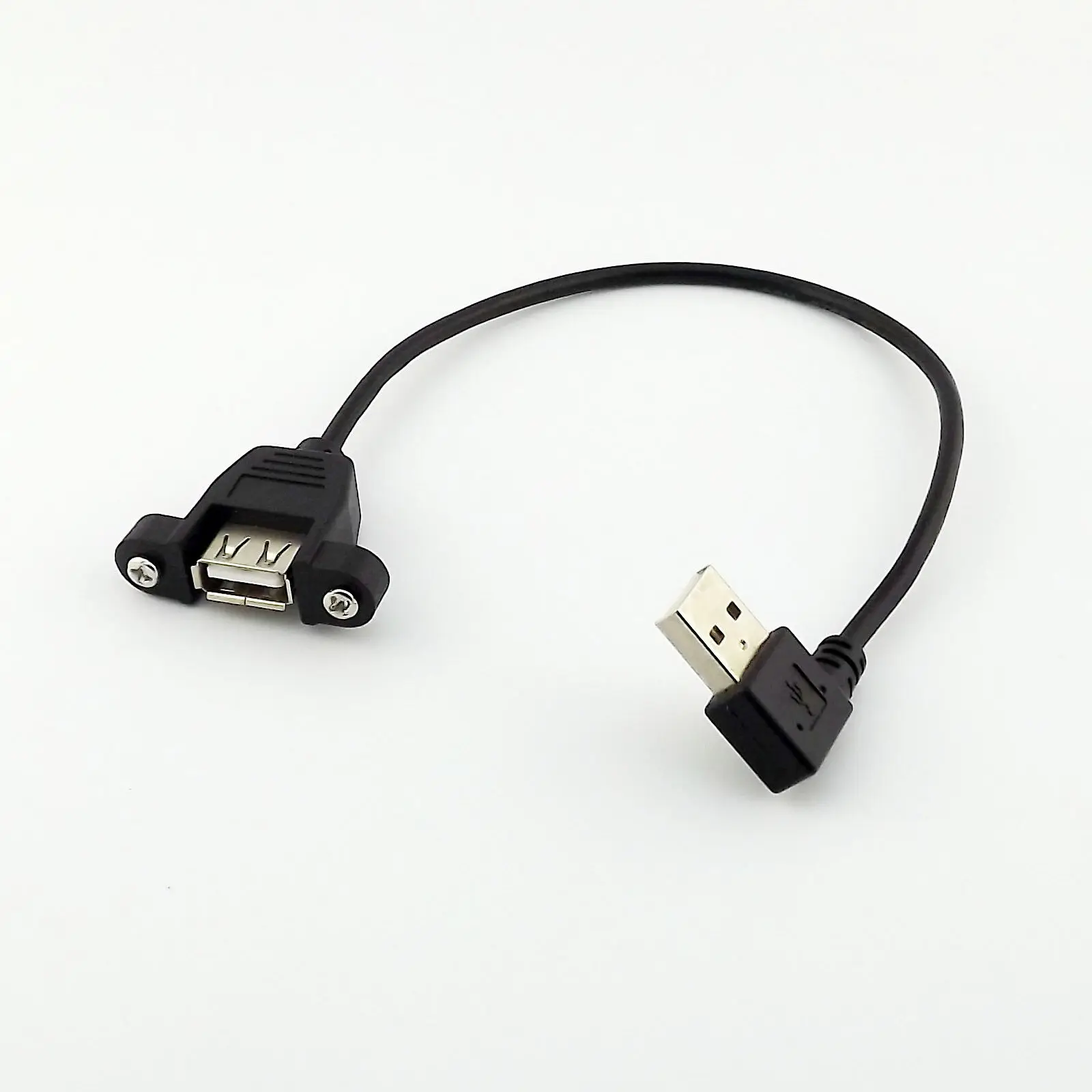 

10pcs USB 2.0 A Female Panel Mount to USB A Male Right Angle Plug Extension Cable 25cm