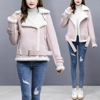 

Rurouisbeir Faux Lamb Hair Coat Female Winter New Korean Fur Loose Thickening Motorcycle Clothes