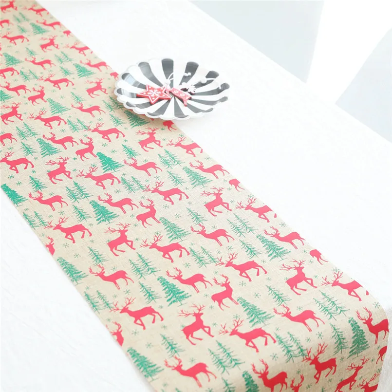 A Xmas tablecloth Рождественская хлопчатобумажная скатерть с принтом, украшение в виде флага, оболочка, прозрачный Мантел, резистент, al agua de pvc de vidrio 30S16 - Цвет: A Xmas tablecloth