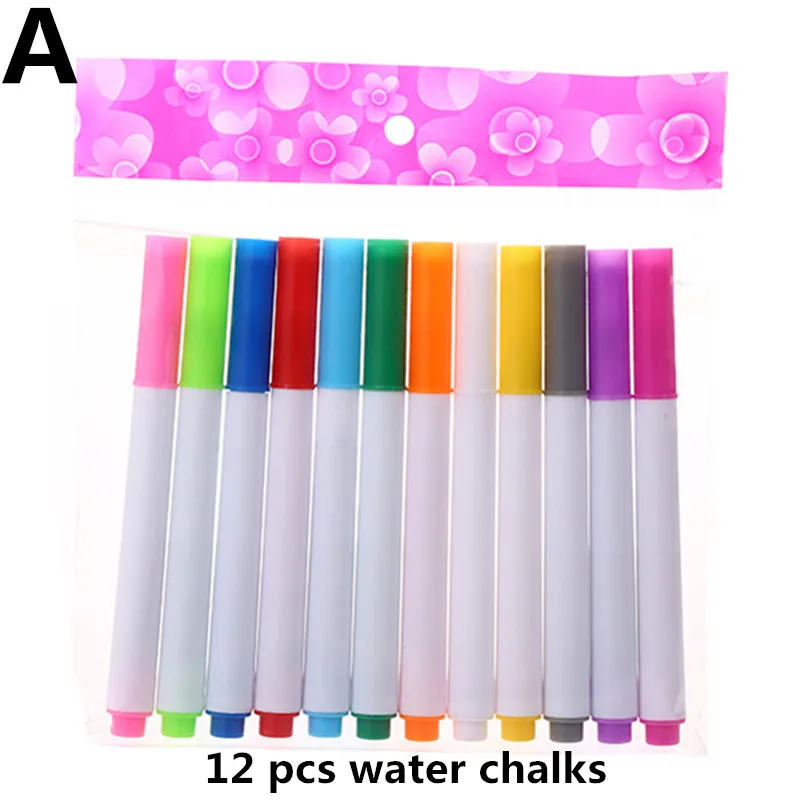 A 12pcs water chalk 1 Set Portable Soft Chalk Drawing Board Coloring Book With Water Chalk DIY Drawing Book Kid Painting Blackboard - Цвет: A 12pcs water chalk