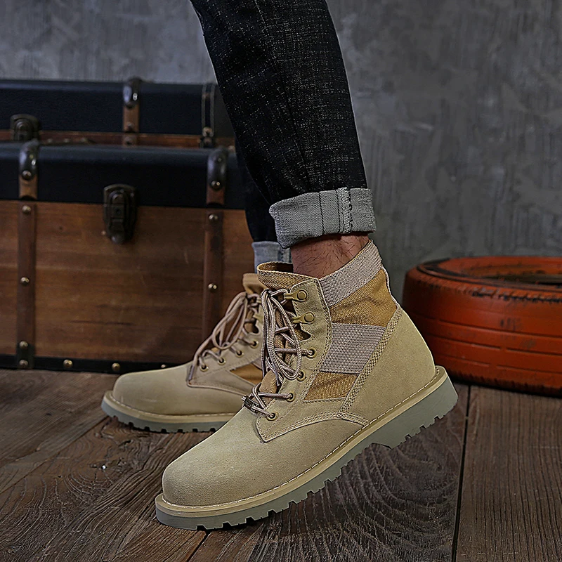 Women Winter Cowhide Suede Leather Tactical Sport Running Shoes Man Outdoor Hunting Boots Mountain Shoes Army Boots Couple Shoes