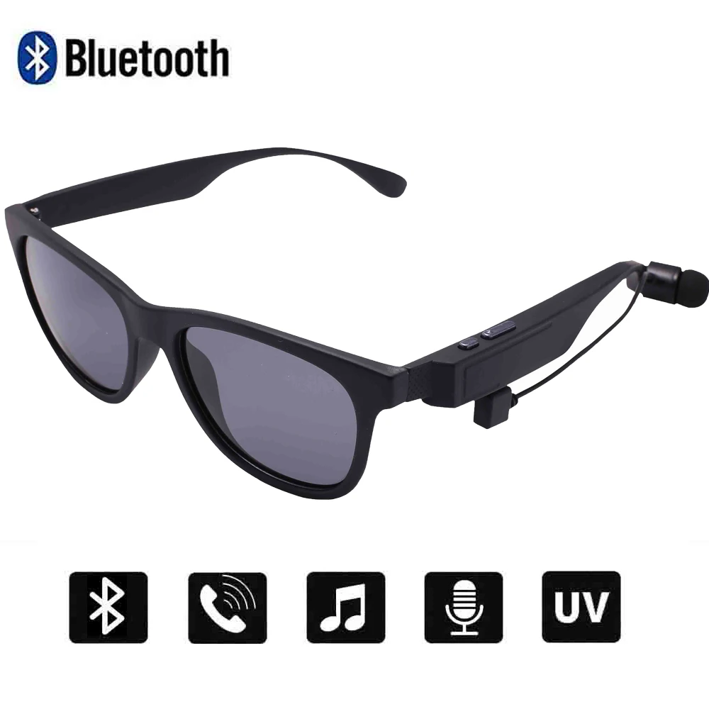 Conway Смарт солнцезащитные очки Bluetooth V4.1 гарнитура динамик очки беспроводной телефонный звонок стерео музыка очки поляризованные солнцезащитные очки - Цвет линз: Black Gray