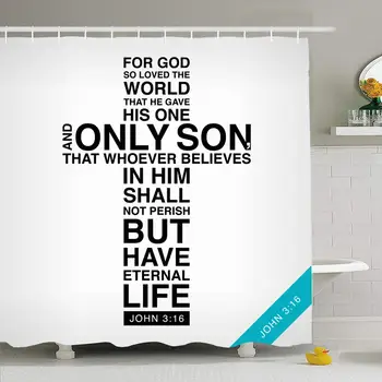 

Shower Curtain Set with Hooks 60x72 Typography Text Black Print Cross Poster Signs Symbols Love with My Hope Letter Scripture