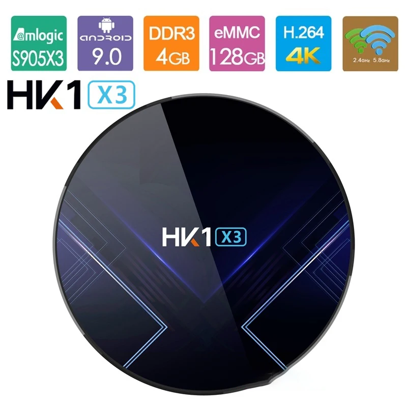 HK1X3 Amlogic S905W Smart TV Box Android 9.0 4G 128G Media player 4K Google Voice Assistant WiFi Support IPTV Media Player