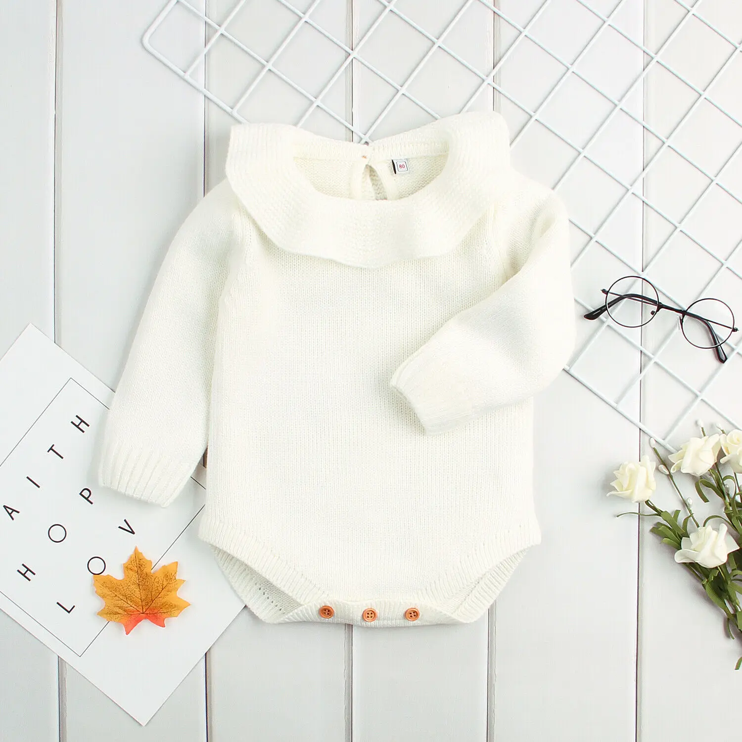 4 цвета, комбинезон для младенцев мальчиков девочек 0-24 м, однотонный вязаный свитер, комбинезон, одежда - Цвет: Белый