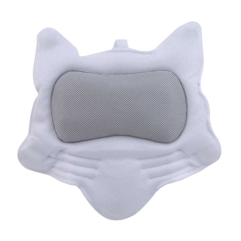 5D Mesh Fox Bath Pillow Soft Bathtub Pillow With Backrest Suction Cup Neck Cushion Machine Washable Bathroom Accessories