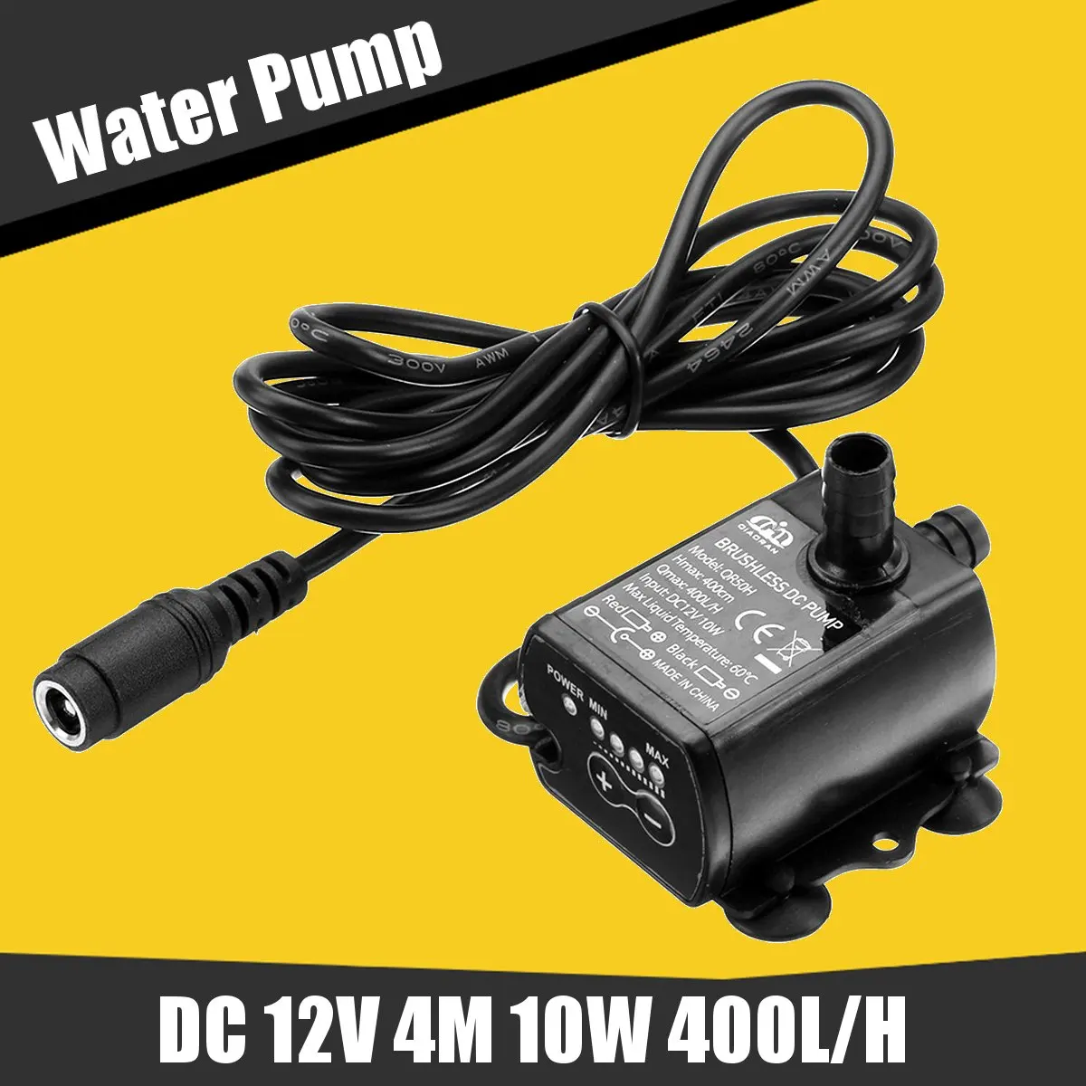 

QR50H DC 12V 4M Water Pump 10W 400L/H Flow Rate Brushless Motor Submersible Pump