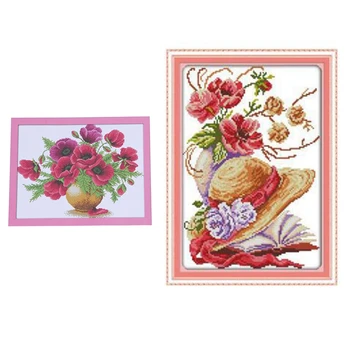 

Patterns Embroidery Kit - py Flower Vase 14CT 41X33cm & 11CT py Flower Cap Pattern Cross Stitch 33 x 44cm