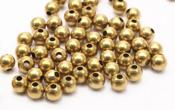 

100 Raw Brass Spacer Ball Bead , Findings (4mm Hole Size 1.2mm) Bs-1092