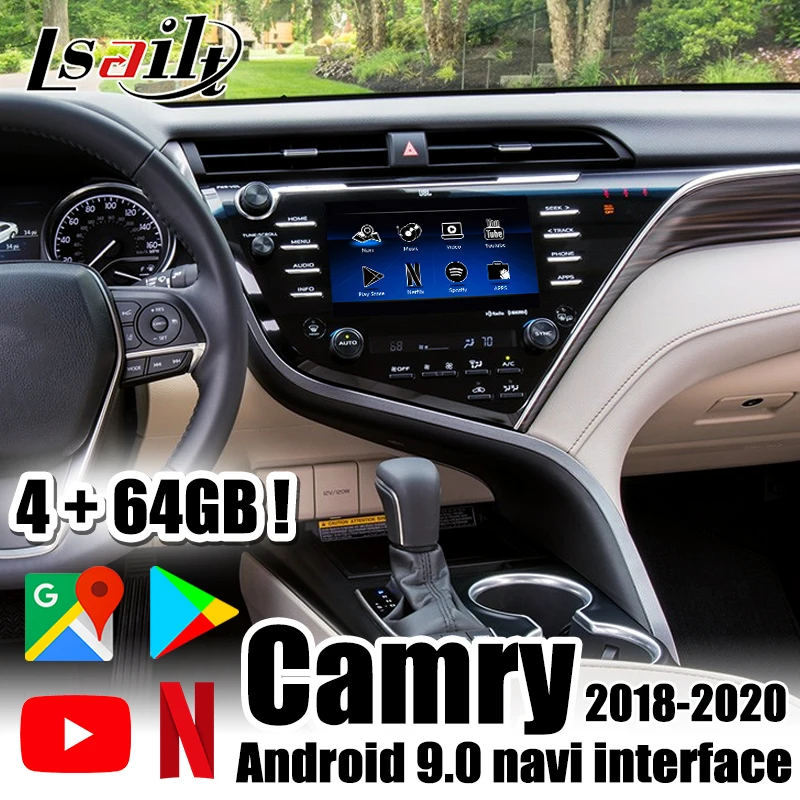 4GB Lsailt Android 9.0 Multimedia Interface for Camry 2018-20 CarPlay Box Support Youtube  Netflix  Waze RAV-4 Prius Avalon
