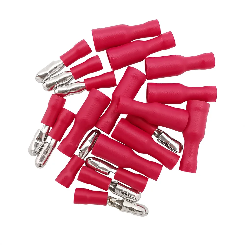 50Pairs Red Male Female Bullet Insulated Crimp Terminals Connector Wiring Cable Plug for With Size 0.5-1.5mm/ 22-16AWG | Обустройство
