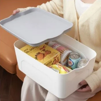 

Dust-proof Plastic Storage Box Clothes Toys Underwear Socks Stackable Finishing Box Covered Large Capacity Plastic Storage Box