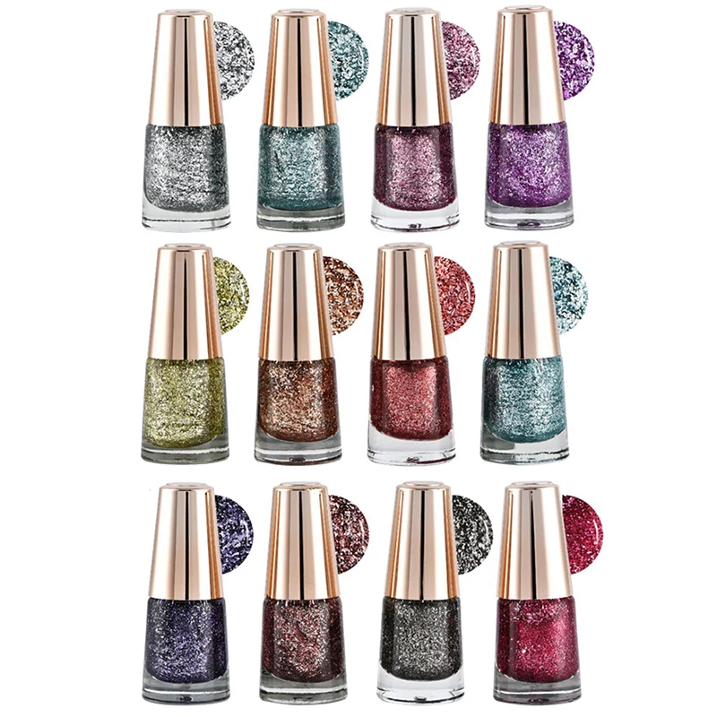 

1 Bottle (12ML) Shiny Nail Polish Nail Polish Nail Art Tips Shiny Glitter Varnish Polish