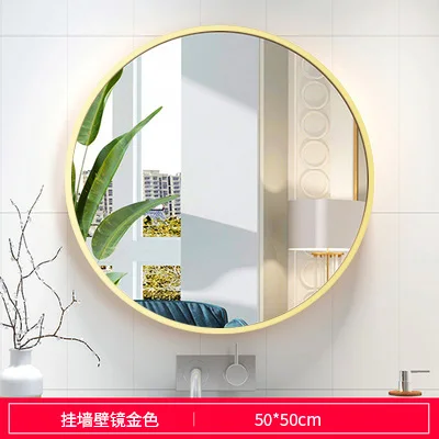 Gold-Wall Зеркало для макияжа, светодиодный светильник, настольное косметическое зеркало в скандинавском стиле, большое туалетное зеркало, настольная подставка, настенные зеркала для ванной комнаты - Цвет: Gold-Wall