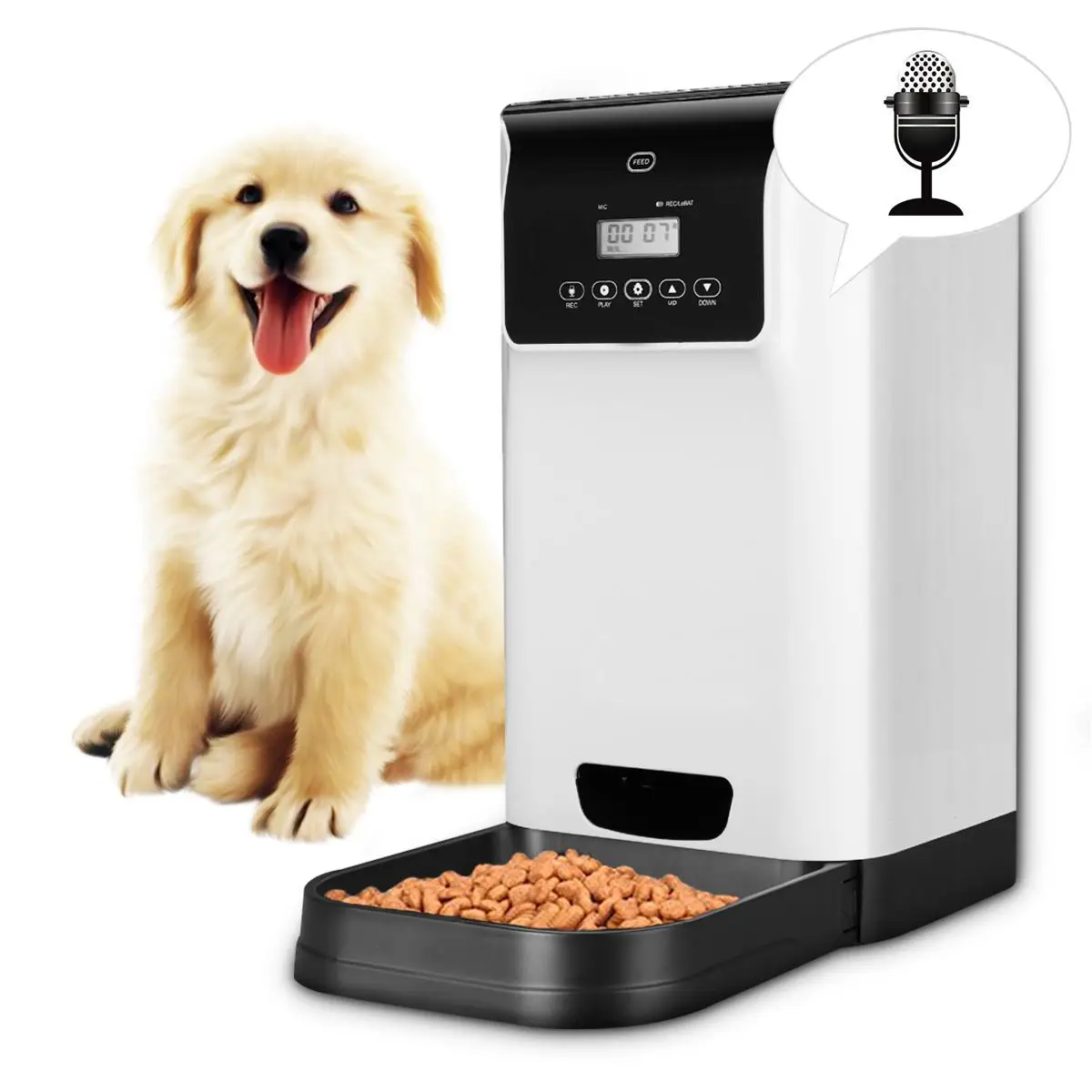 

Automatic Pet Food Dispenser Dog Cat Voice Recorder and Speaker Timing personalize Power Adapter 110-240v AU Plug