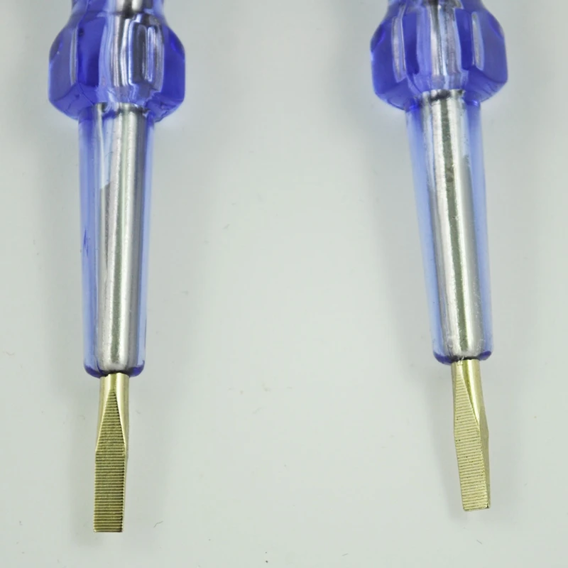 2 Pcs Clear Blue Plastic Grip Slotted Screwdriver 100-500V AC Voltage Tester