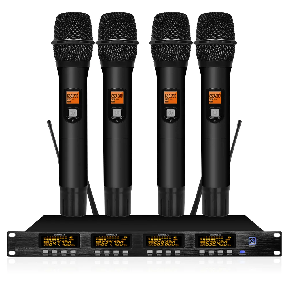 

Professional UHF Wireless Microphone Four Handheld Microphones Family KTV Microphone Wireless Karaoke